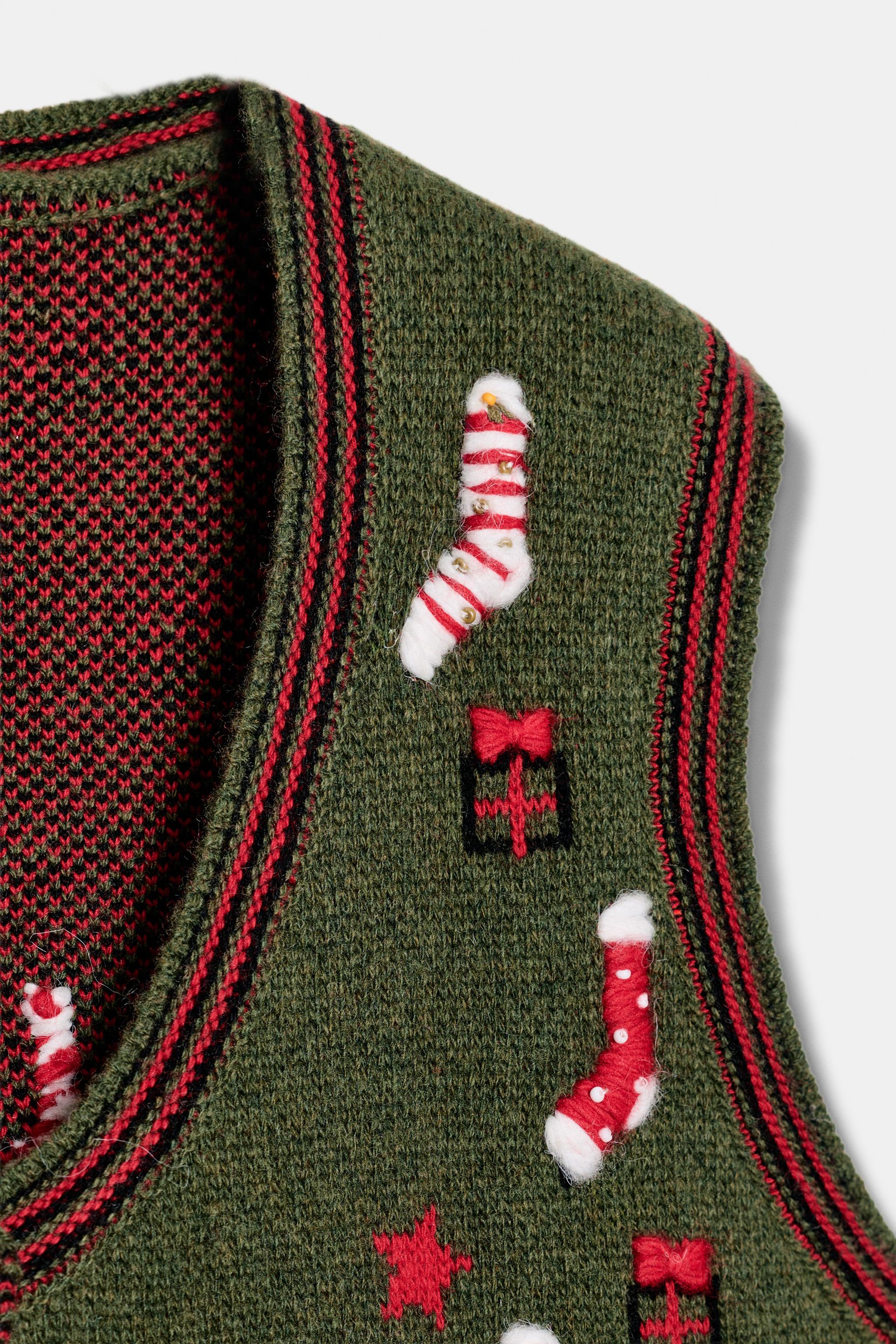 EMBROIDERED CHRISTMAS KNIT VEST